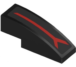 LEGO Black Slope 1 x 3 Curved with Red Forked Line (Left) Sticker (50950)