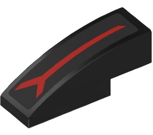 LEGO Black Slope 1 x 3 Curved with Red Forked Line (Right) Sticker (50950)