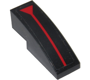 LEGO Noir Pente 1 x 3 Incurvé avec rouge Stripe et Triangle at Fin Autocollant (50950)