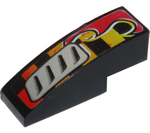 LEGO Black Slope 1 x 3 Curved with Silver Vent and Red Flame Sticker (50950)