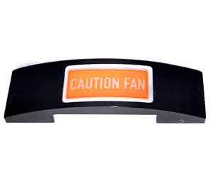 LEGO Black Slope 1 x 4 Curved Double with Caution Fan Sticker (93273)