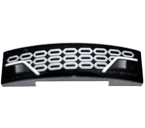 LEGO Black Slope 1 x 4 Curved Double with Corvette Front Grille Sticker (93273)