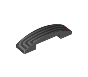 LEGO Black Slope 1 x 4 Curved Double with Gray Lines (65848 / 93273)