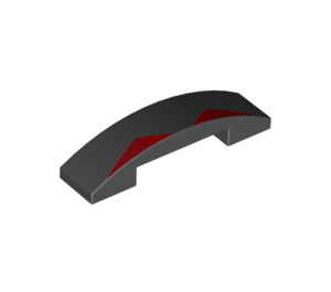 LEGO Black Slope 1 x 4 Curved Double with Red Shapes (65851 / 93273)