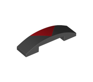 LEGO Black Slope 1 x 4 Curved Double with Red Triangle (93273 / 100361)