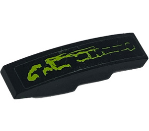 LEGO Black Slope 1 x 4 Curved with Lime Lines Right Sticker (11153)