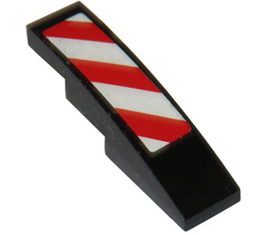 LEGO Black Slope 1 x 4 Curved with Red and White Danger Stripes (Left) Sticker (11153)