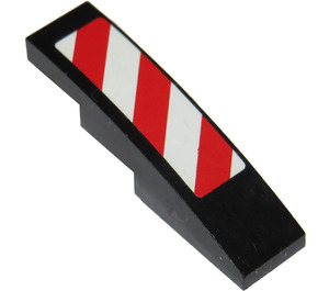 LEGO Black Slope 1 x 4 Curved with Red and White Danger Stripes (Right) Sticker (11153)
