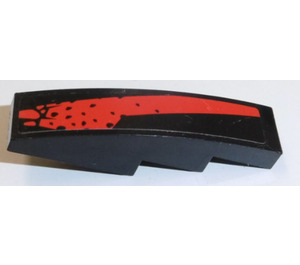 LEGO Black Slope 1 x 4 Curved with Red Pattern (Left) Sticker (11153)