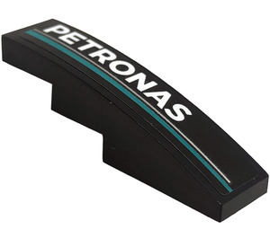LEGO Black Slope 1 x 4 Curved with White 'PETRONAS', Dark Turquoise Stripe and Silver Line - Left Side Sticker (11153)