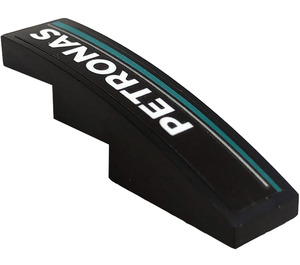 LEGO Black Slope 1 x 4 Curved with White 'PETRONAS', Dark Turquoise Stripe and Silver Line - Right Side Sticker (11153)