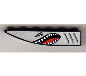 LEGO Black Slope 1 x 6 Curved Inverted with shark face Sticker (41763)