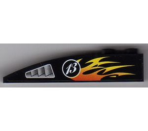 LEGO Black Slope 1 x 6 Curved with 13 and flames (left) Sticker (41762)