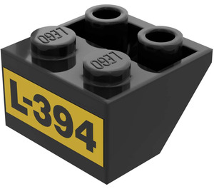 LEGO Černá Sklon 2 x 2 (45°) Převrácený s 'L-394' Samolepka s pevnou kulatou spodní trubičkou