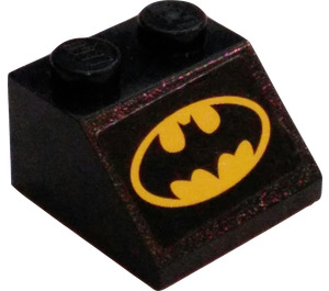 LEGO Zwart Helling 2 x 2 (45°) met Batman logo Sticker (3039)