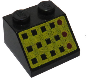 LEGO Zwart Helling 2 x 2 (45°) met Zwart Vierkant Buttons en Rood LEDs (3039)