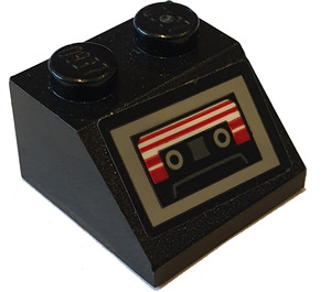 LEGO Schwarz Steigung 2 x 2 (45°) mit Cassette Player Aufkleber (3039)