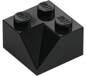 LEGO Zwart Helling 2 x 2 (45°) met Dubbele Concave (Ruw oppervlak) (3046 / 4723)