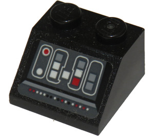 LEGO Noir Pente 2 x 2 (45°) avec grise, blanc, Jaune et rouge Controls Autocollant (3039)