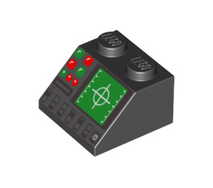 LEGO Schwarz Steigung 2 x 2 (45°) mit Radar Control Panel (46097 / 56570)
