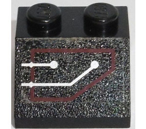 LEGO Noir Pente 2 x 2 (45°) avec Argent Circuitry dans rouge Cadre from La gauche Autocollant (3039)