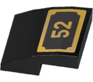LEGO Black Slope 2 x 2 Curved with ‘52’ (Gold) Sticker (15068)