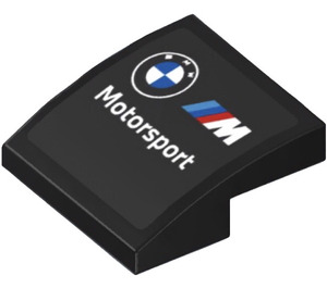 LEGO Schwarz Steigung 2 x 2 Gebogen mit BMW und M-Sport Logos und ‘Motorsport’ Aufkleber (15068)