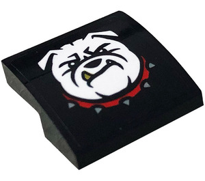 LEGO Black Slope 2 x 2 Curved with Bulldog Sticker (15068)