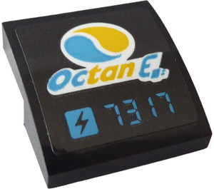 LEGO Black Slope 2 x 2 Curved with Octan Electric Logo and '73 17' Sticker (15068)