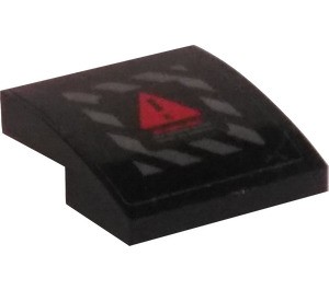 LEGO Black Slope 2 x 2 Curved with Red Hazard Warning Sticker (15068)