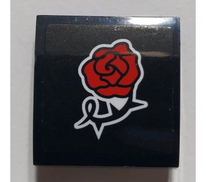 LEGO Black Slope 2 x 2 Curved with Red Rose Sticker (15068)