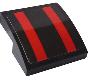 LEGO Black Slope 2 x 2 Curved with Red Stripes on Black Background Sticker (15068)