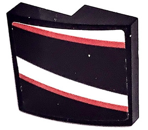 LEGO Black Slope 2 x 2 Curved with Red, White and Black Stipes Right Sticker (15068)