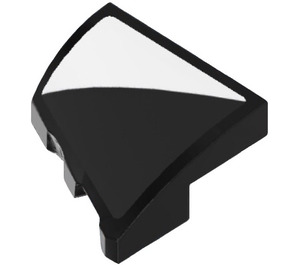 LEGO Noir Pente 2 x 2 x 0.6 Incurvé Angled Droite avec blanc Triangle Autocollant (5093)