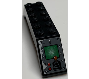 LEGO Noir Pente 2 x 2 x 10 (45°) Double avec Target Screen, Joystick et 2 rouge Buttons Autocollant (30180)