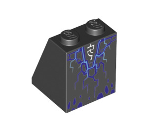 LEGO Nero Pendenza 2 x 2 x 2 (65°) con Blu Lightning Bolts con tubo alla base (3678 / 29373)