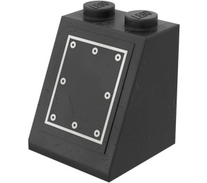 LEGO Zwart Helling 2 x 2 x 2 (65°) met Metal Plaat met 9 Dots Sticker zonder buis aan de onderzijde (3678)