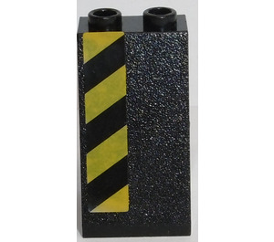 LEGO Black Slope 2 x 2 x 3 (75°) with Black And Yellow Stripes Model Left Side Sticker Hollow Studs, Rough Surface (3684)