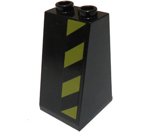 LEGO Black Slope 2 x 2 x 3 (75°) with Black And Yellow Stripes Model Right Side Sticker Hollow Studs, Rough Surface (3684)