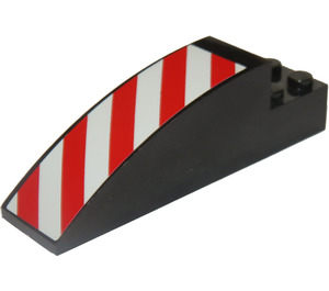 LEGO Black Slope 2 x 2 x 8 Curved with Red and White Danger Stripes Left Sticker (41766)
