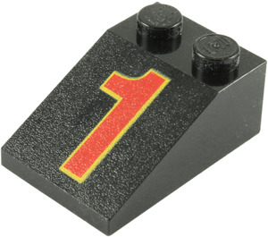 LEGO Noir Pente 2 x 3 (25°) avec "1" avec surface rugueuse (3298)