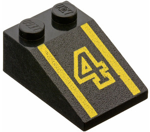 LEGO Noir Pente 2 x 3 (25°) avec "4" avec surface rugueuse (3298)