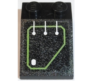 LEGO Noir Pente 2 x 3 (25°) avec Lime Circuit Tableau (La gauche) Autocollant avec surface rugueuse (3298)