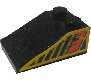 LEGO Black Slope 2 x 3 (25°) with Orange '3', Black and Yellow Strips Both Sides Sticker with Rough Surface (3298)