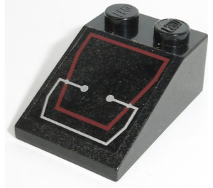 LEGO Zwart Helling 2 x 3 (25°) met Rood Circuit Bord Sticker met ruw oppervlak (3298)