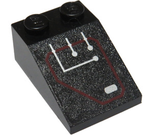 LEGO Black Slope 2 x 3 (25°) with Silver and Red Lines 7702 Sticker with Rough Surface (3298)