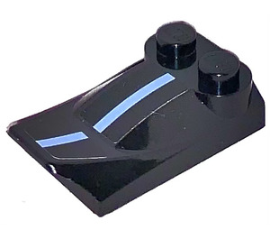LEGO Black Slope 2 x 3 x 0.7 Curved with Wing with Blue Stripe Sticker (47456)