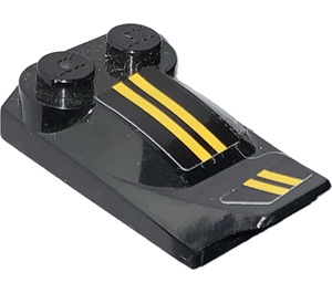 LEGO Black Slope 2 x 3 x 0.7 Curved with Wing with Yellow Stripes Sticker (47456)