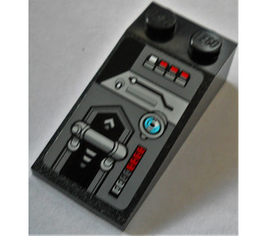 LEGO Zwart Helling 2 x 4 (18°) met control Paneel en buttons Sticker (30363)