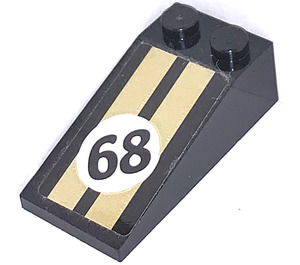 LEGO Black Slope 2 x 4 (18°) with number 68 Sticker (30363)